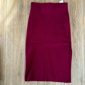 Burgundy knit pencil skirt